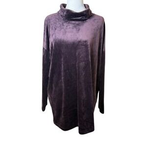 J Jill Pure‎ Jill Womens Crushed Velour Cowl Neck Tunic Top Large Purple Casual